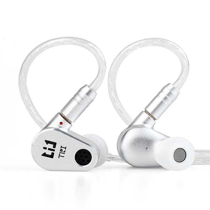 keephifi TRI Draco Open-Back IEM Headphones with Dual Dynamic Drivers, 3.5MM Plug, Silver