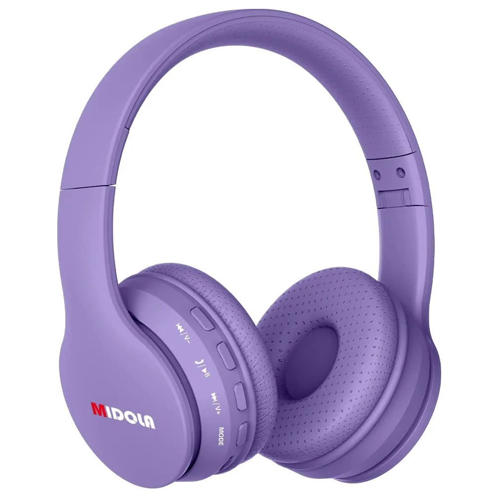 Kids Bluetooth Headphones 5.3 Wireless 60H Playtime Volume Limit 85/110dB Over Ear Purple