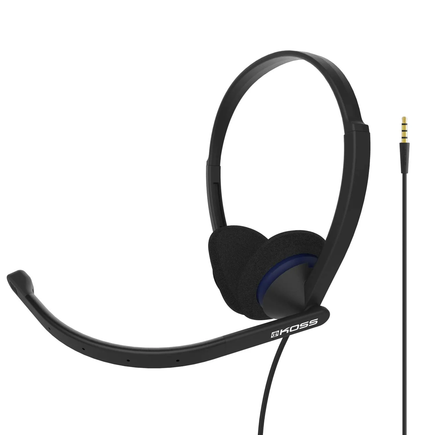 Koss CS200i On-Ear Headset with Noise-Cancelling Boom Mic, Wired 3.5mm Plug, Black