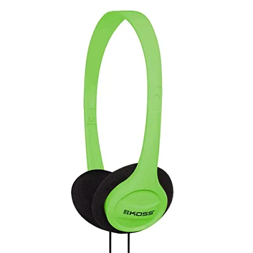 Koss KPH7G Green On-Ear Headphones with Adjustable Headband, Deep Bass, 3.5mm Plug