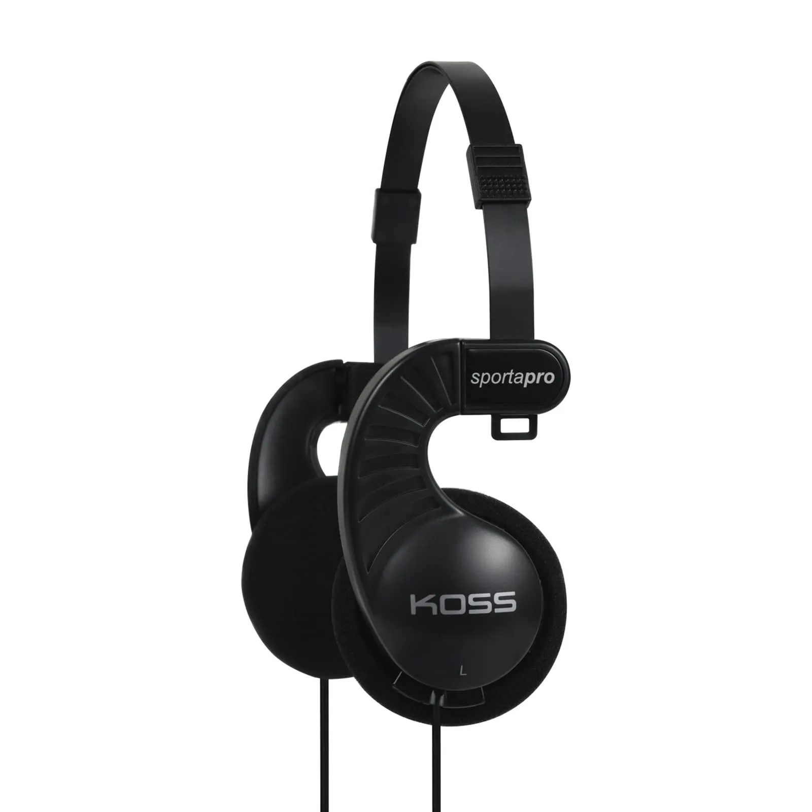 Koss SportaPro On-Ear Headphones, Lightweight Black, Unique Folding Design, 3.5mm Plug