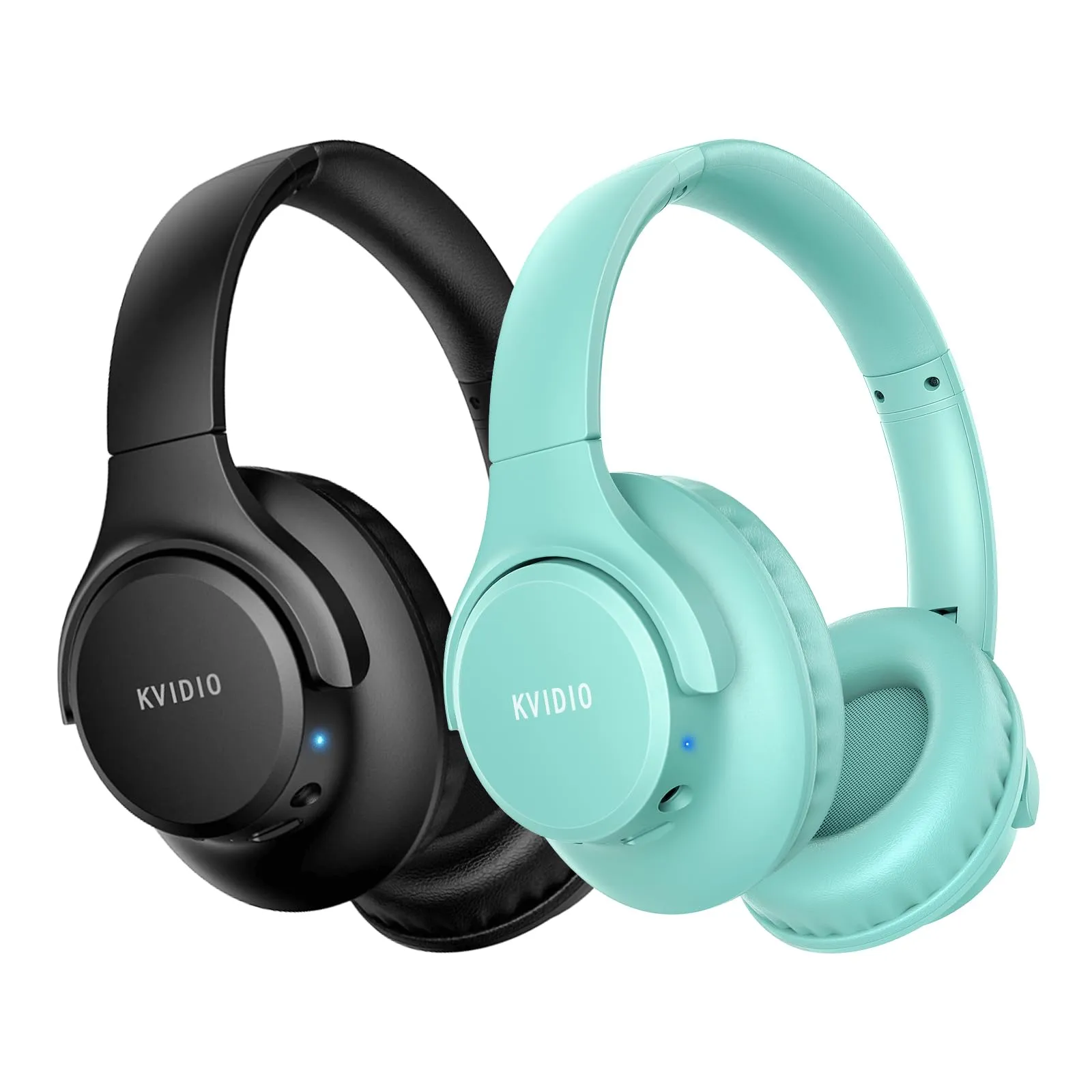 KVIDIO Bluetooth Headphones Over Ear, 65 Hours Playtime, Deep Bass, Foldable, Lightweight, HiFi