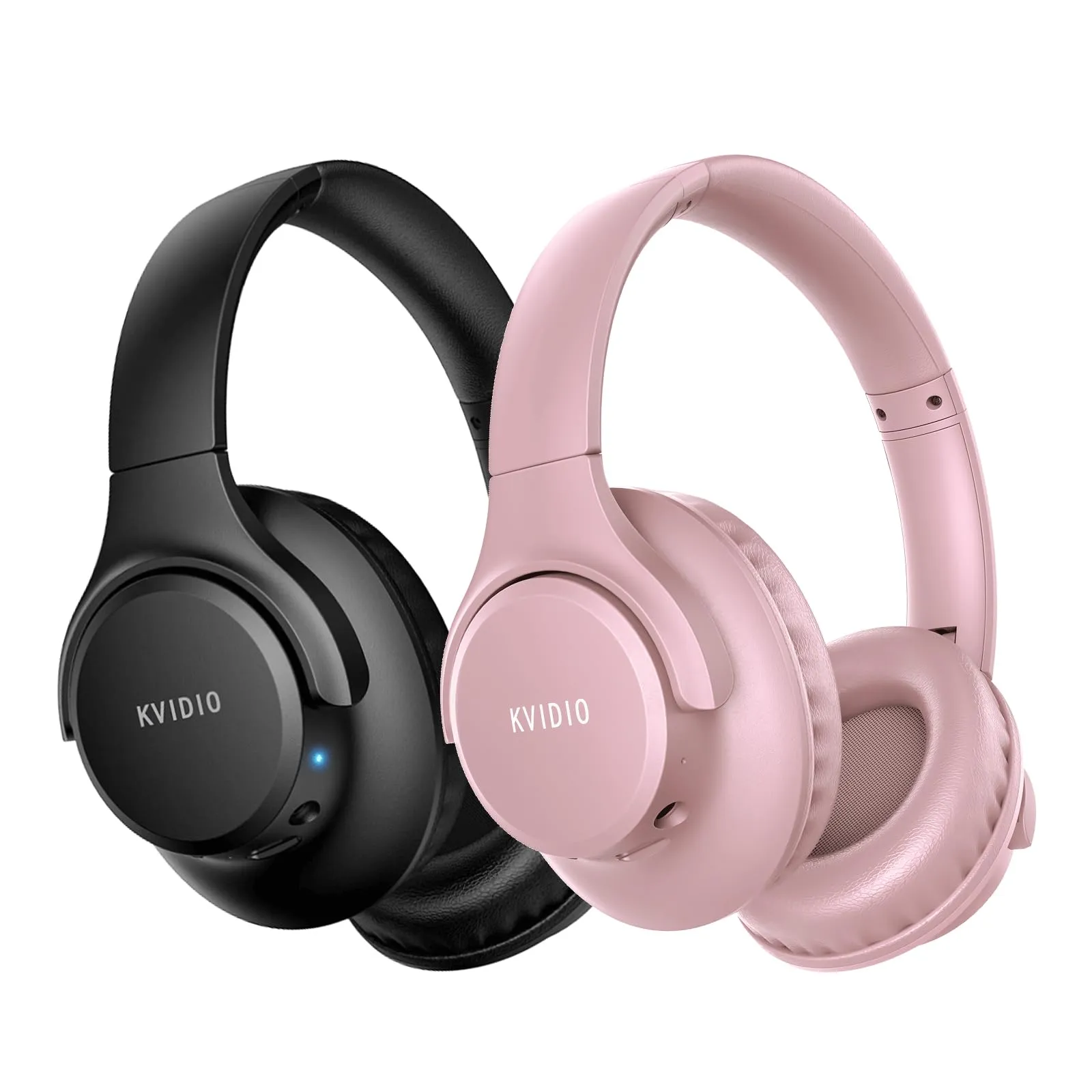 KVIDIO Bluetooth Headphones Over Ear, 65 Hours Playtime, Lightweight, Deep Bass, HiFi Stereo