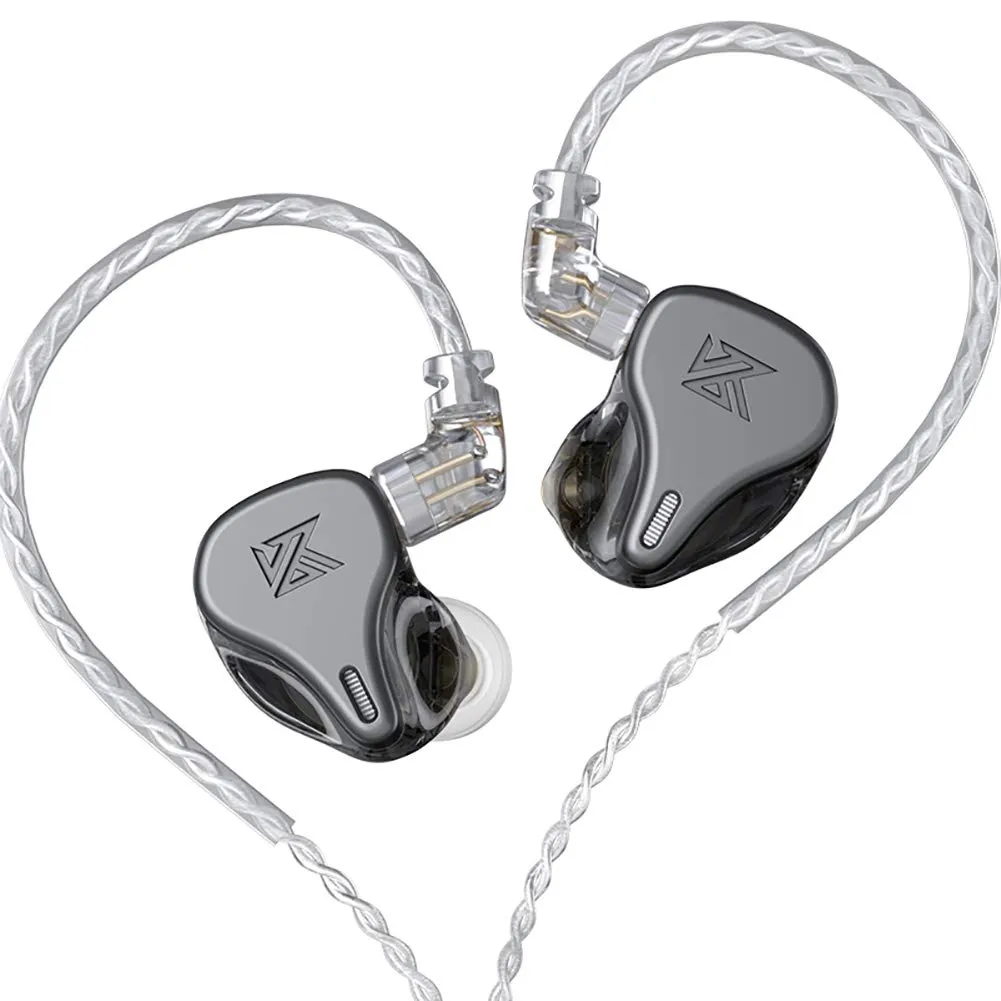 KZ DQ6 3-Unit Dynamic In-Ear Headphones - HIFI Stereo, Noise-Isolating, Detachable Cable, Grey