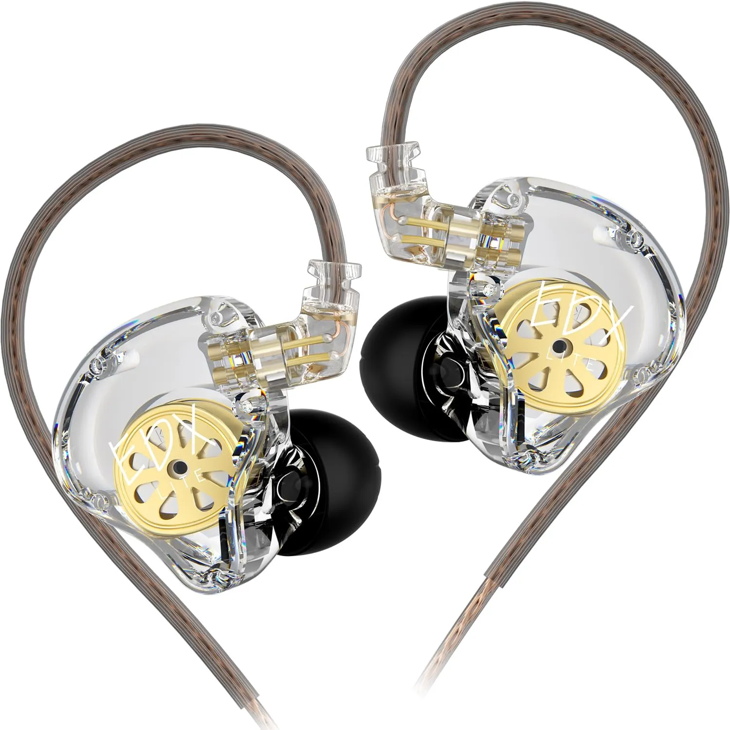 KZ EDX Lite HiFi In-Ear Headphones, Transparent Dynamic Driver Earbuds with Detachable Cable