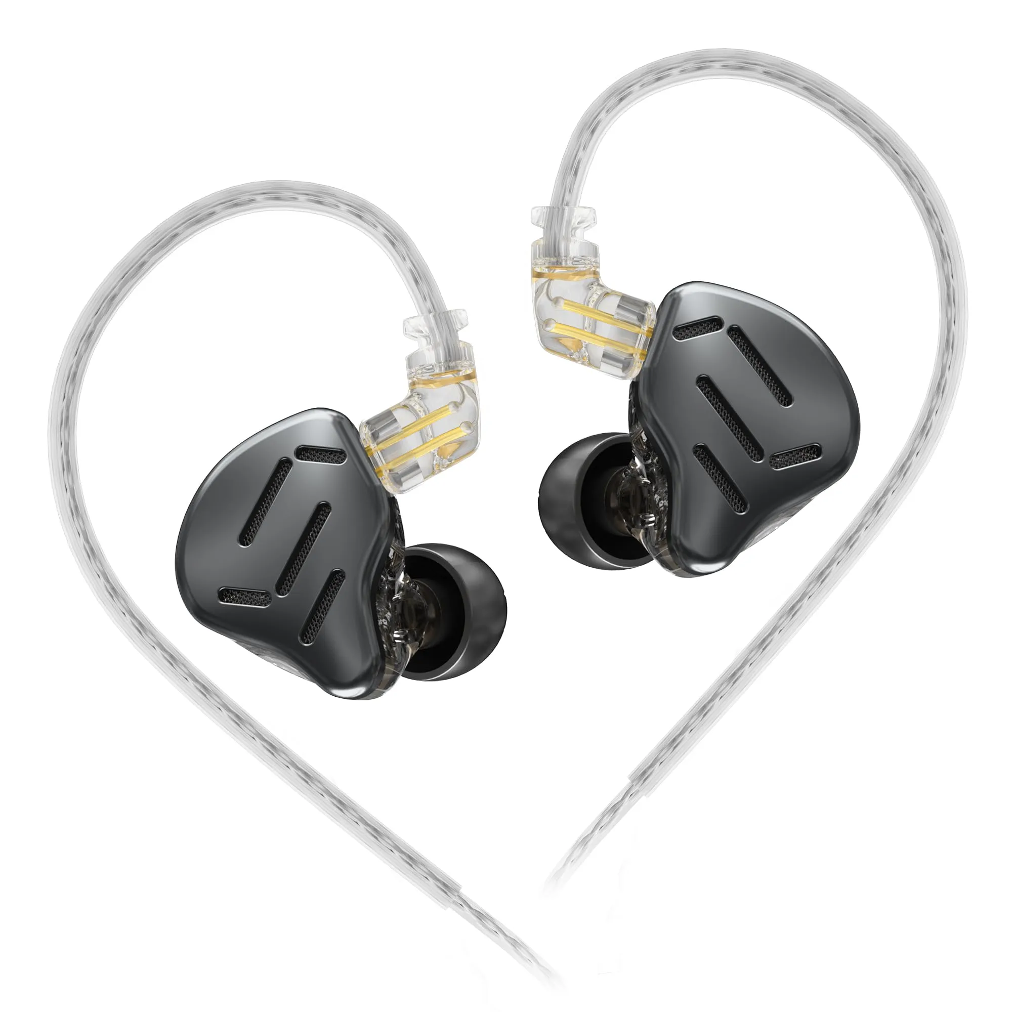 KZ Zax 7BA+1DD Hybrid HiFi Noise Cancelling In-Ear Headphones with Detachable Cable, Black