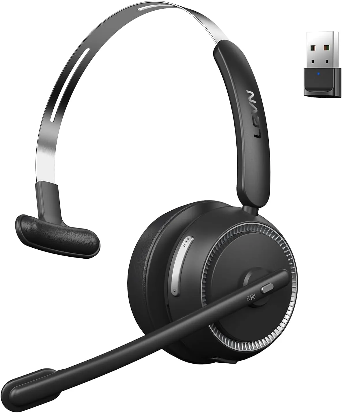 LEVN Wireless Headset with Microphone, Bluetooth V5.1, 65Hrs Battery Life, Noise Cancelling