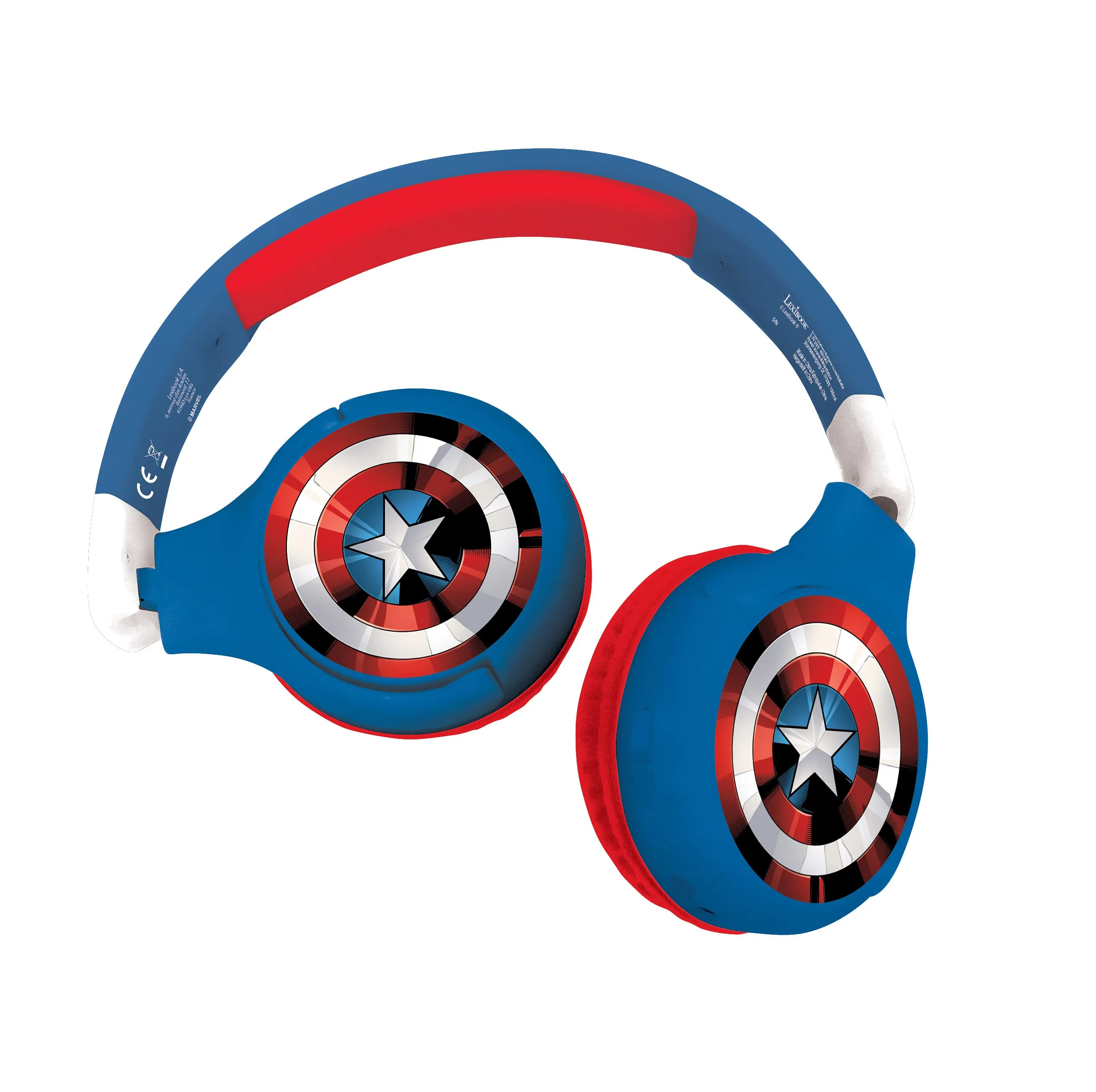 LEXIBOOK Avengers 2-in-1 Bluetooth Headphones for Kids - Wireless/Wired, Red/Blue, Adjustable