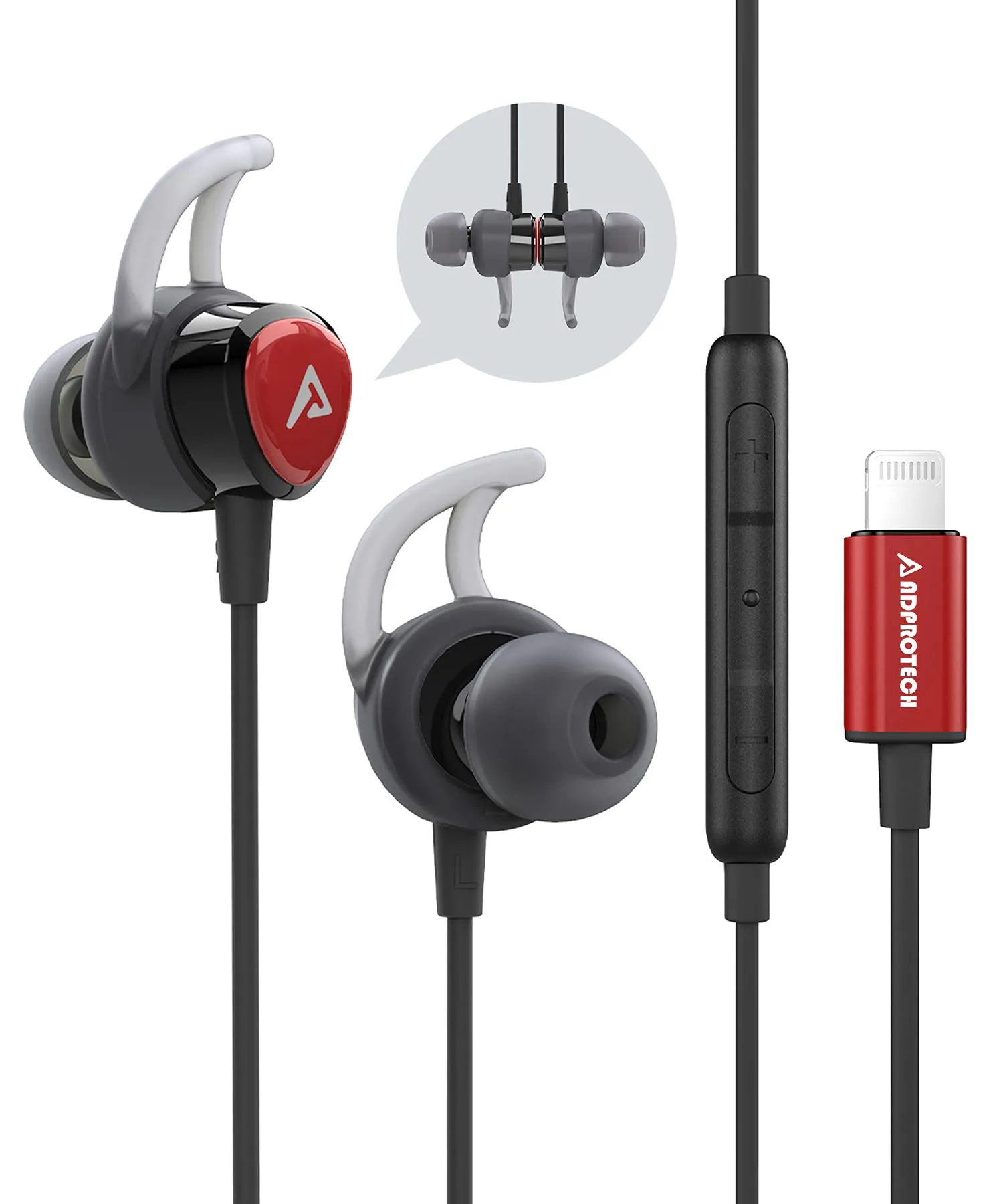 Lightning Earbuds for iPhone 14/13/12/11 - MFi Certified Magnetic Headphones with Microphone