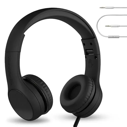 LilGadgets Connect+ Pro Wired Kids Headphones - Volume Limiting, Noise Cancelling, Black