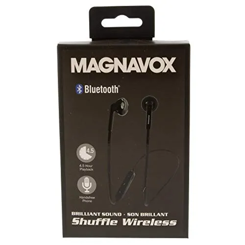 Magnavox Bluetooth 4.1 In-Ear Headphones BK - Wireless, 14.2mm Drivers, 4.5H Battery Life