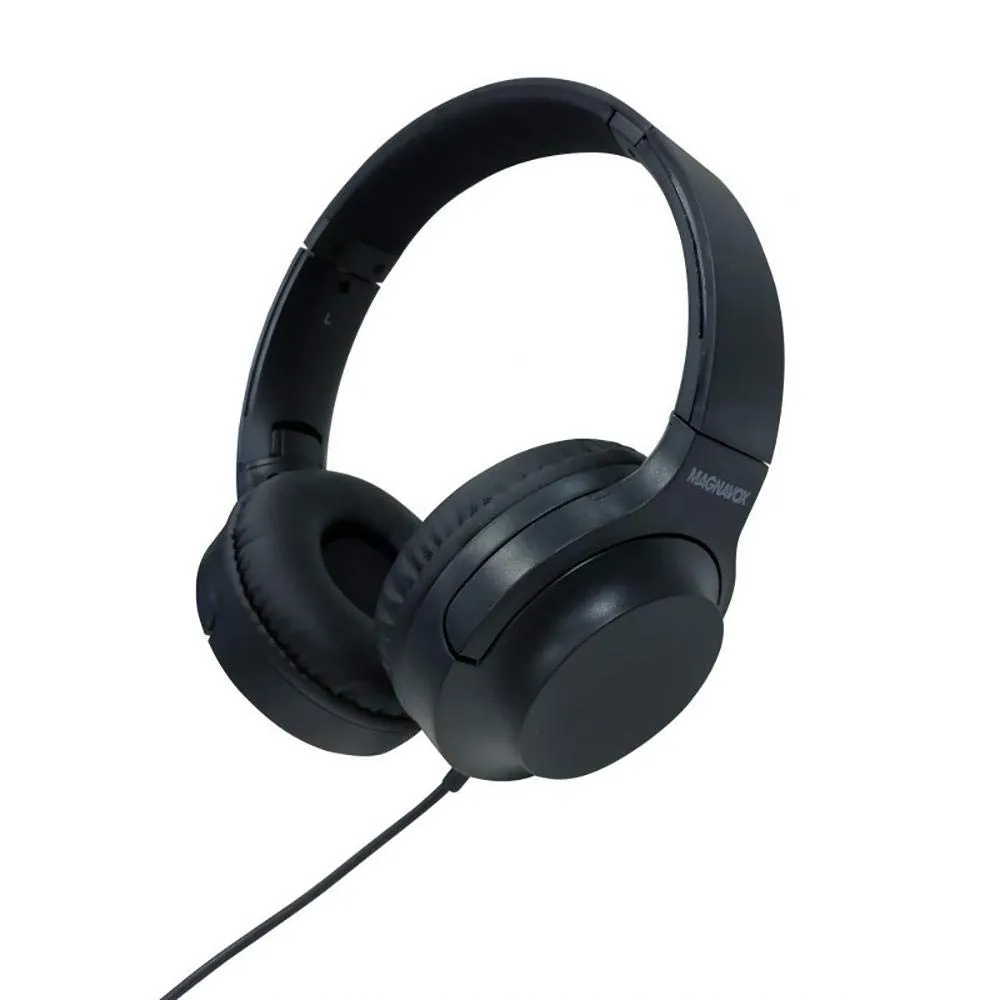 Magnavox MHP5031-BK Foldable Stereo Headphones with Extreme Bass - Comfortable Black Design