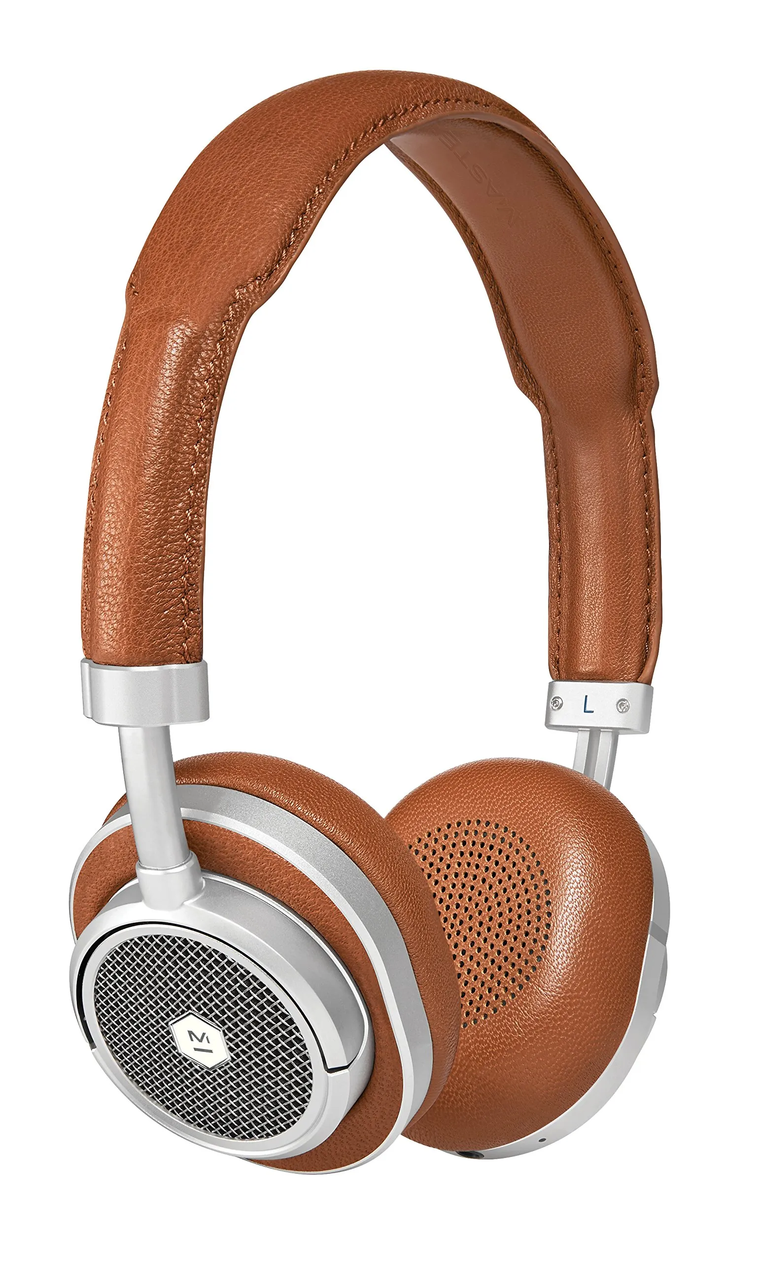 MASTER & DYNAMIC MW50 Wireless On Ear Headphones, Silver Metal/Brown Leather, Perfect Condition