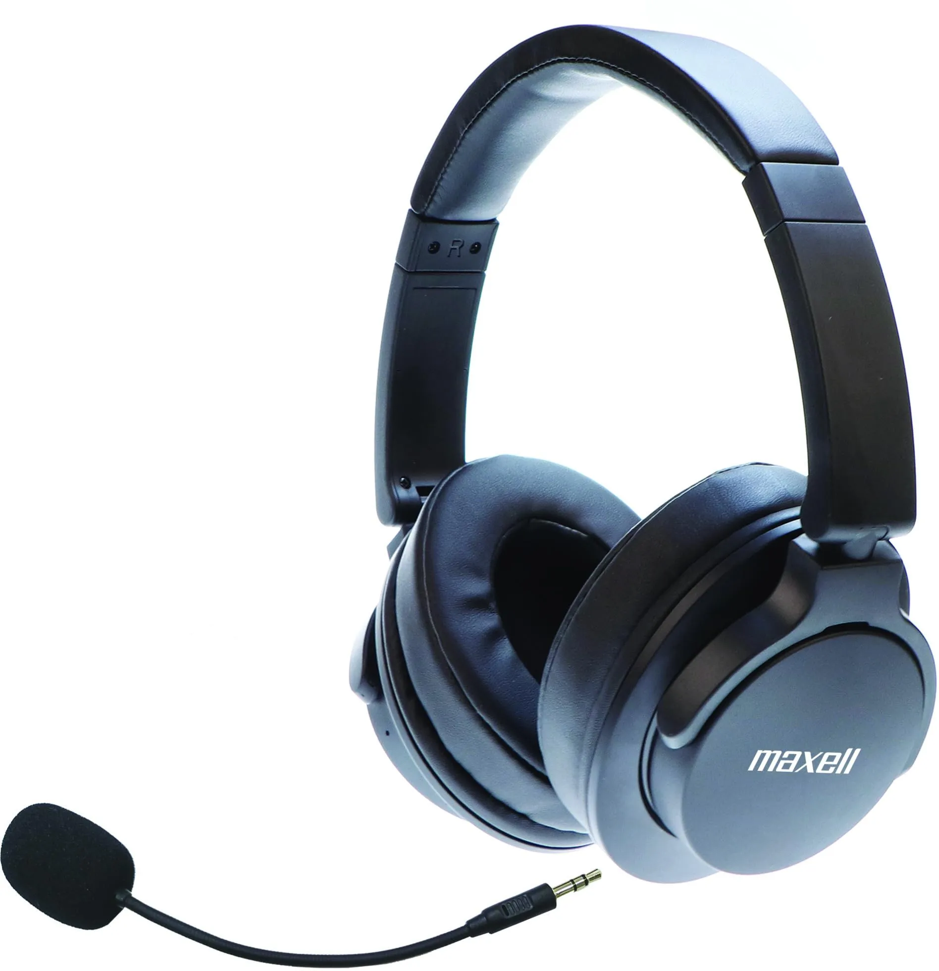 Maxell Active Noise Cancellation Headphones with Detachable Boom Mic, Bluetooth, 10-Hour Playtime