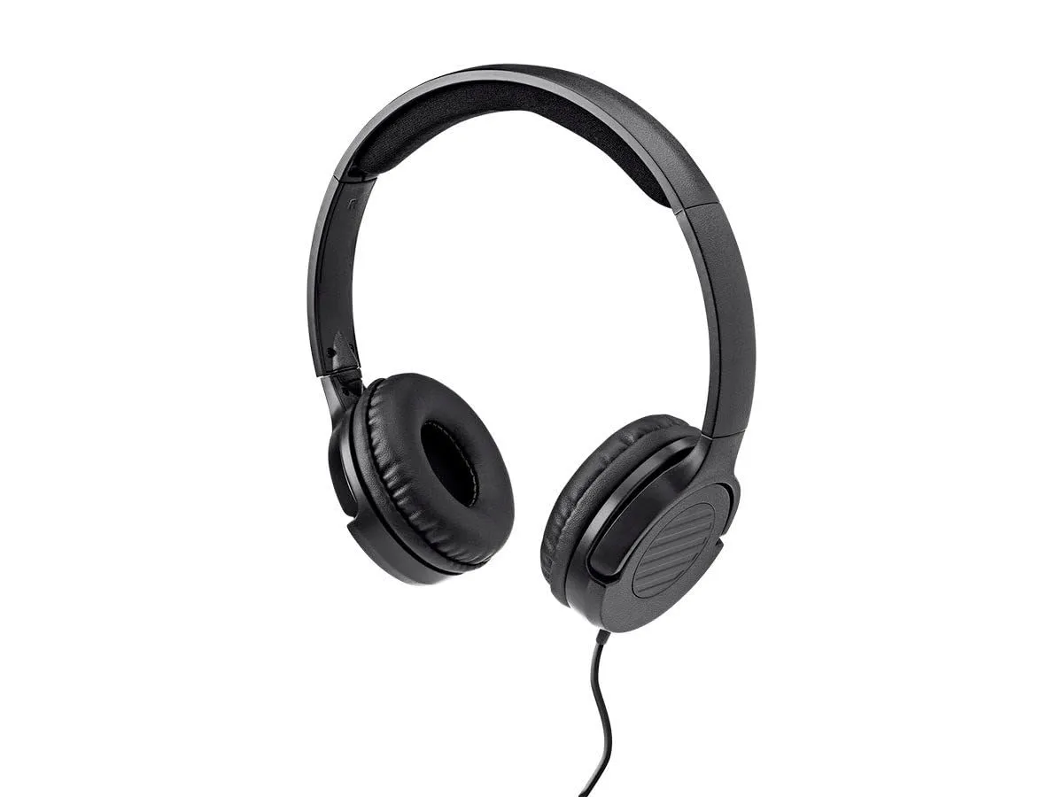 Monoprice Hi-Fi Lightweight On-Ear Headphones with In-Line Controls and Microphone, Black