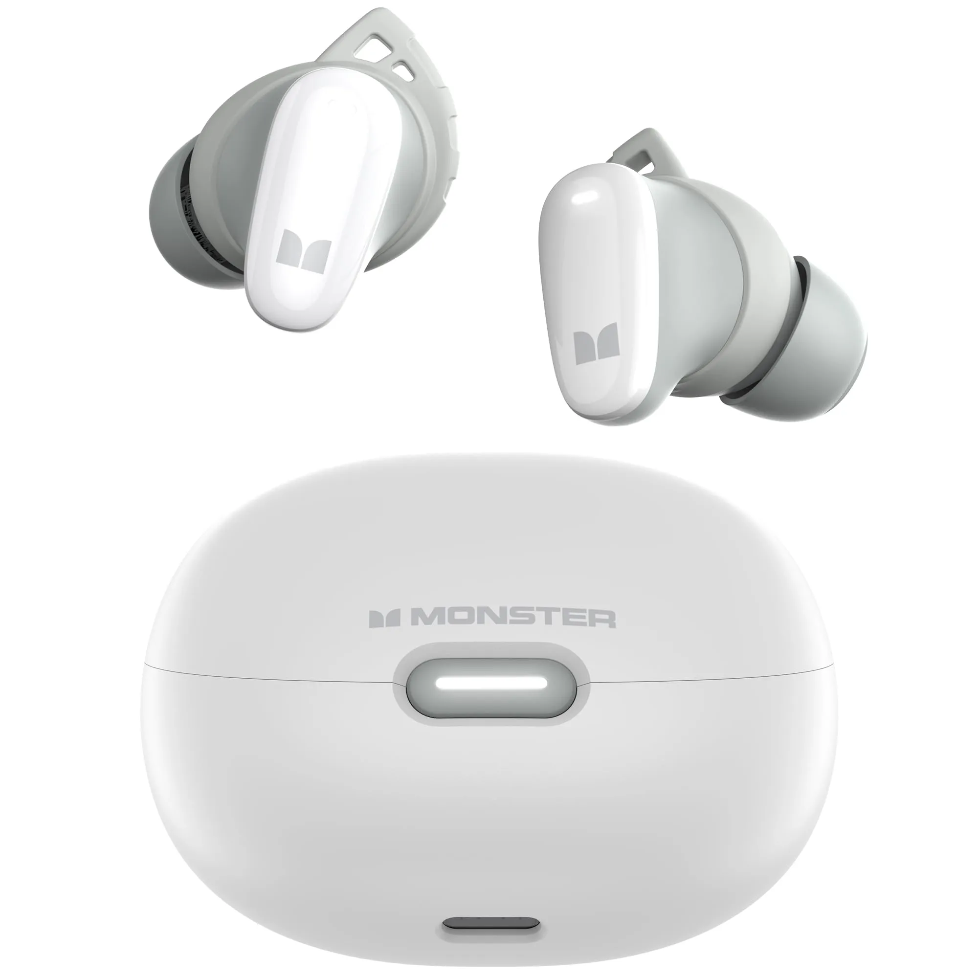 Monster N-Lite 206 Wireless Earbuds, Bluetooth 5.4, IPX6 Waterproof, 25H Playtime, White