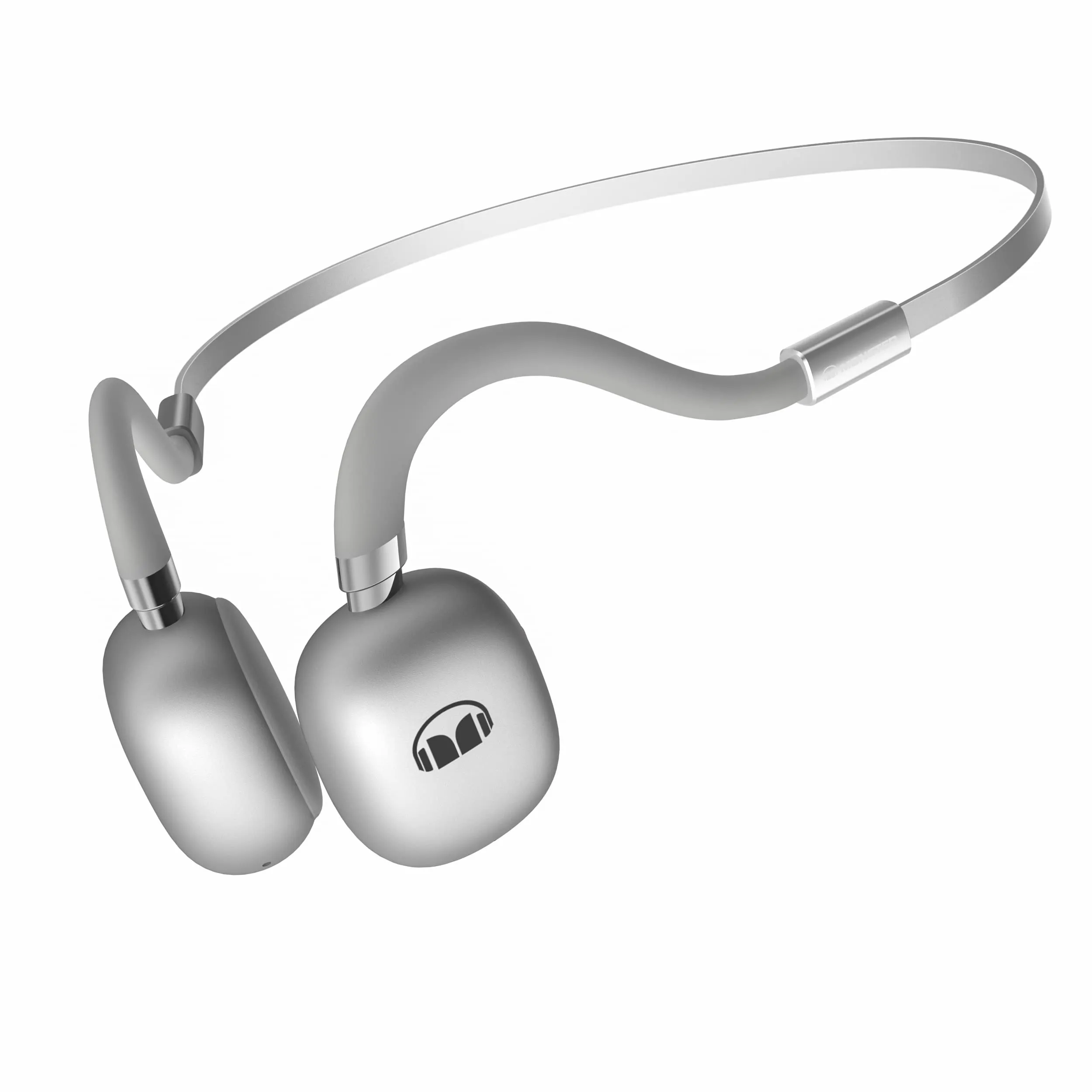 Monster Open Ear Bluetooth Headphones - Bone Conduction, IPX5 Sweatproof, 7H Playtime, Silver