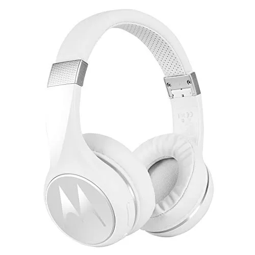 Motorola Escape 220 Noise Canceling Bluetooth Headphones, 24 Hour Battery, White (Renewed)