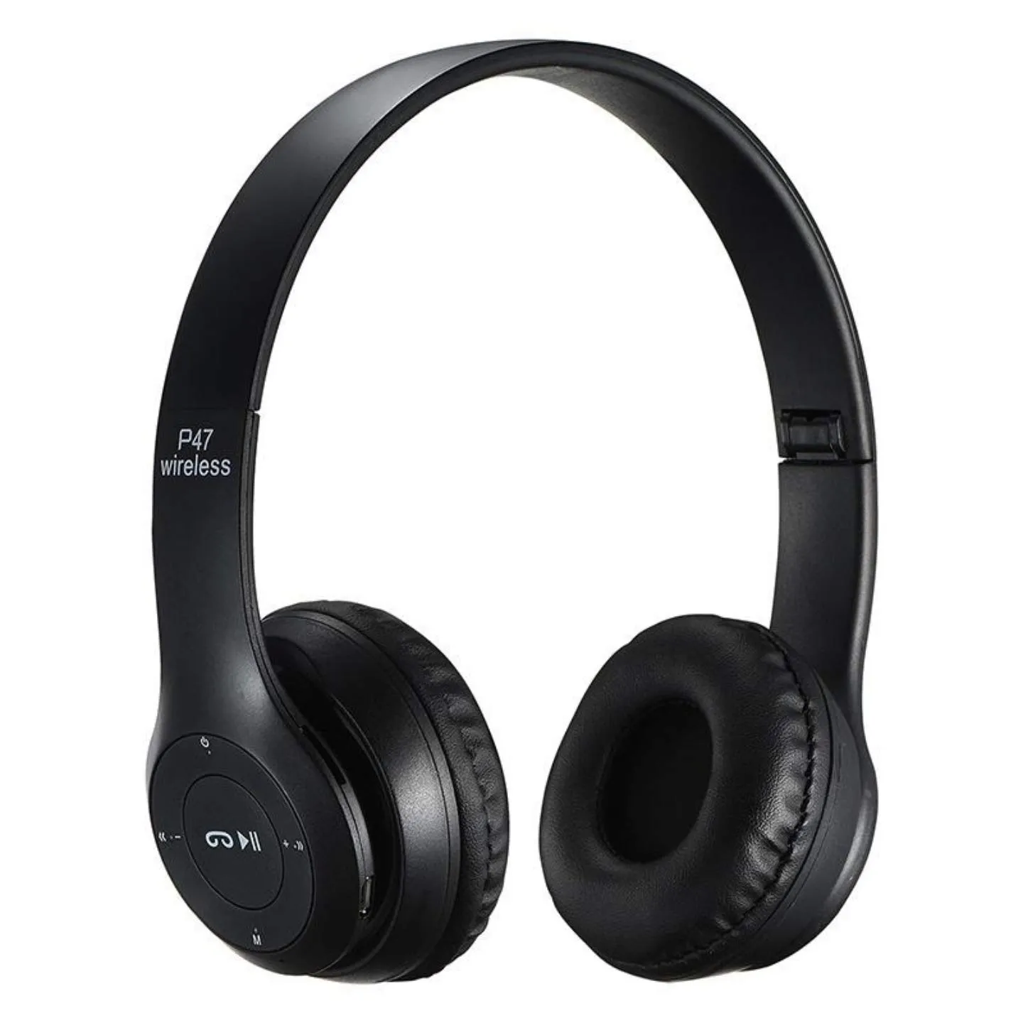 NCR P47 Wireless Rechargeable Bluetooth Over-Ear Headphones - Foldable, High Fidelity Sound, Black