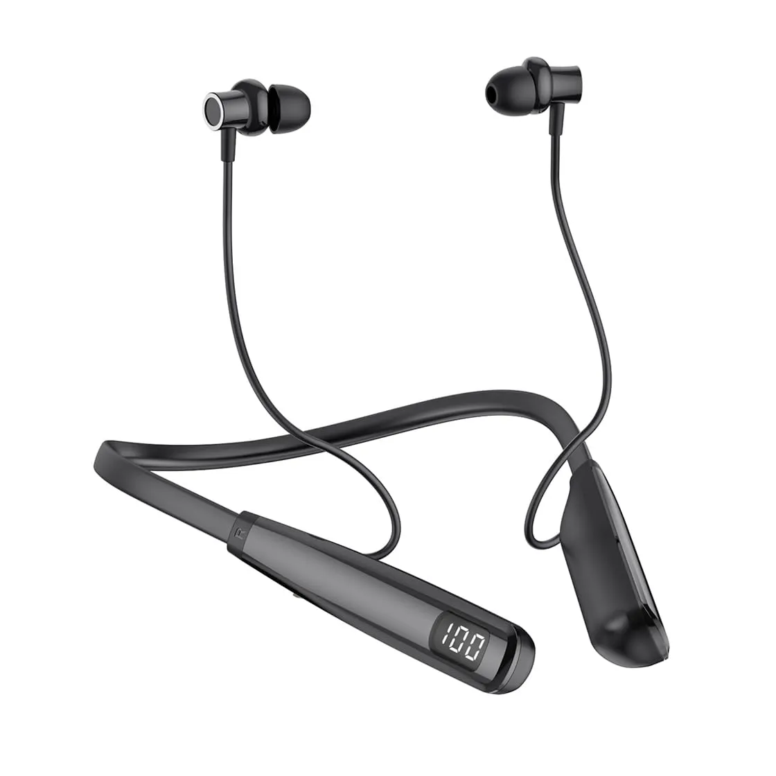 Neckband Wireless Bluetooth Headset, Hi-Fi Sports Earbuds, Waterproof with Microphone, Black