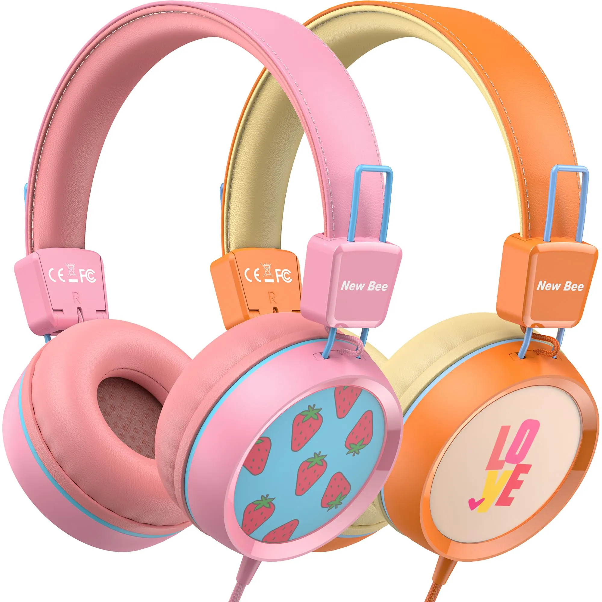 New Bee KH20 Pink & Orange Wireless Headphones with Exceptional Sound Quality