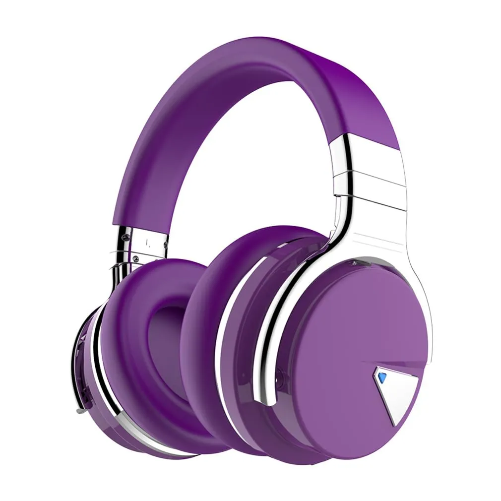 NONCHI E7 Active Noise Cancelling Headphones Wireless Bluetooth, Purple, 30 Hours Playtime