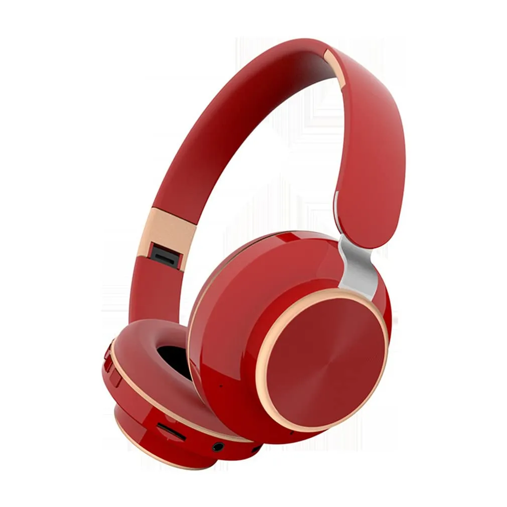 On-Ear Wireless Bluetooth 5.0 Headphones, Red, Foldable, Noise Cancelling, 20H Playtime, Mic