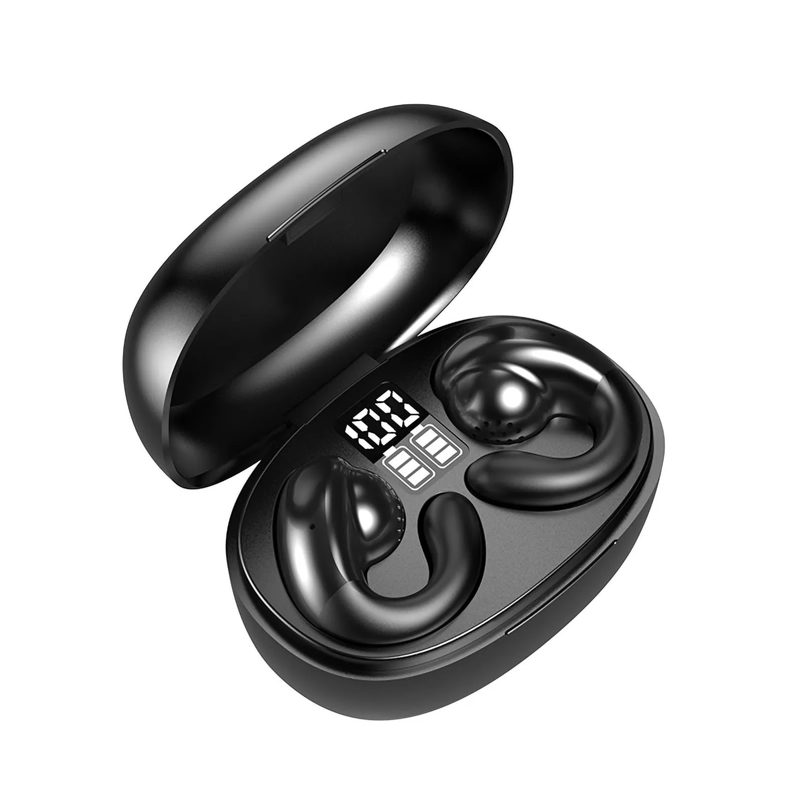 Open Ear Bluetooth Headphones, Lightweight Bone Conduction Earbuds, Black Wireless Ear Clips