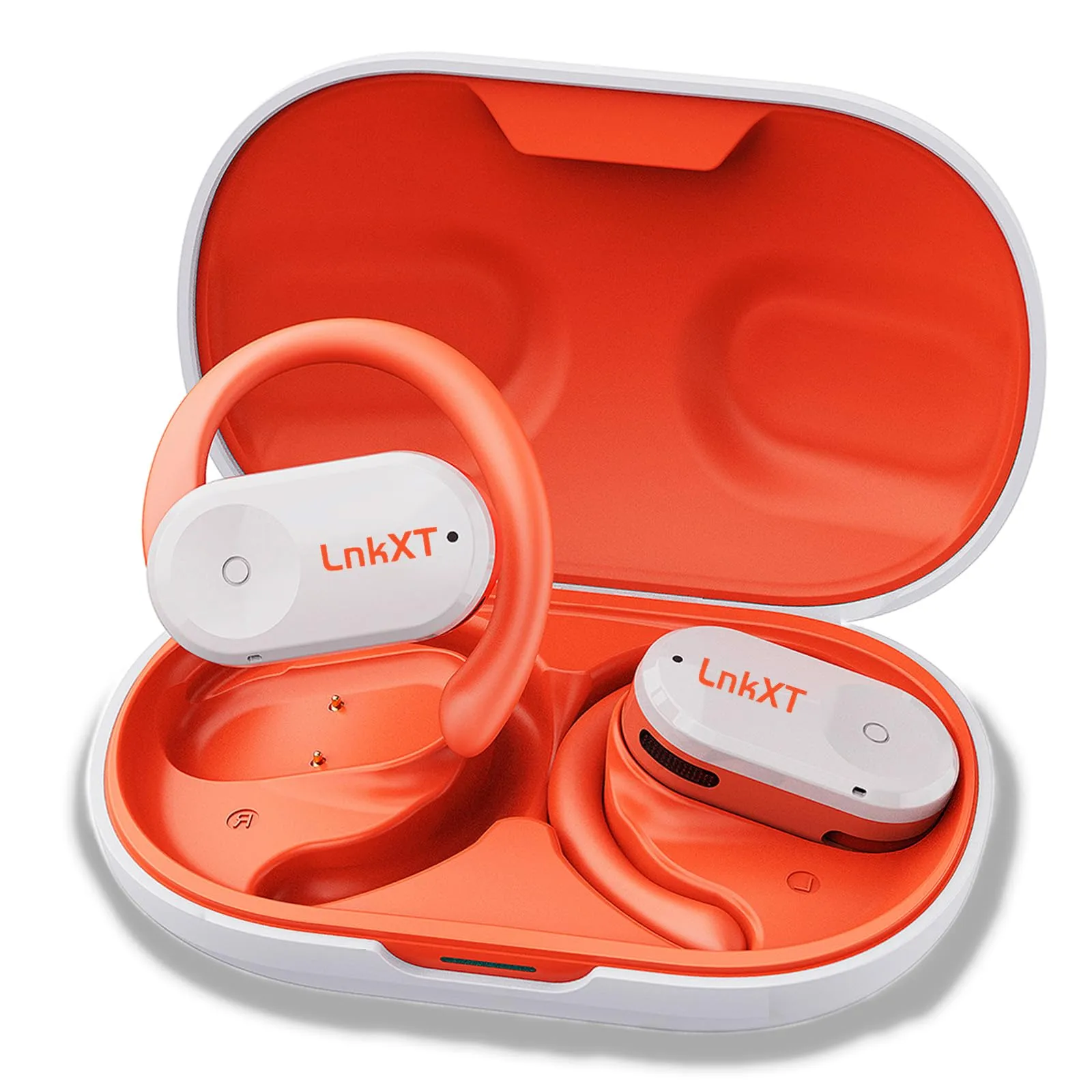 Open Ear Headphones, True Wireless Earbuds, Bluetooth 5.4 with 16.2mm Speakers, Orange