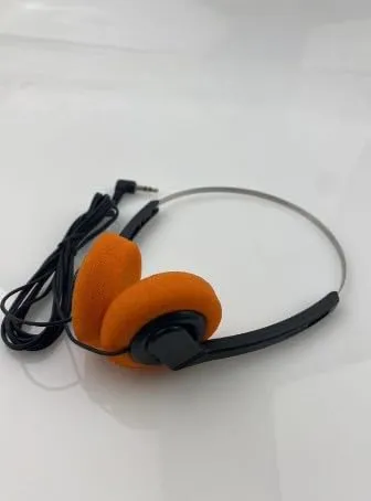 Orange Retro On-Ear Headphones - Lightweight Wired Stereo with Adjustable Headband