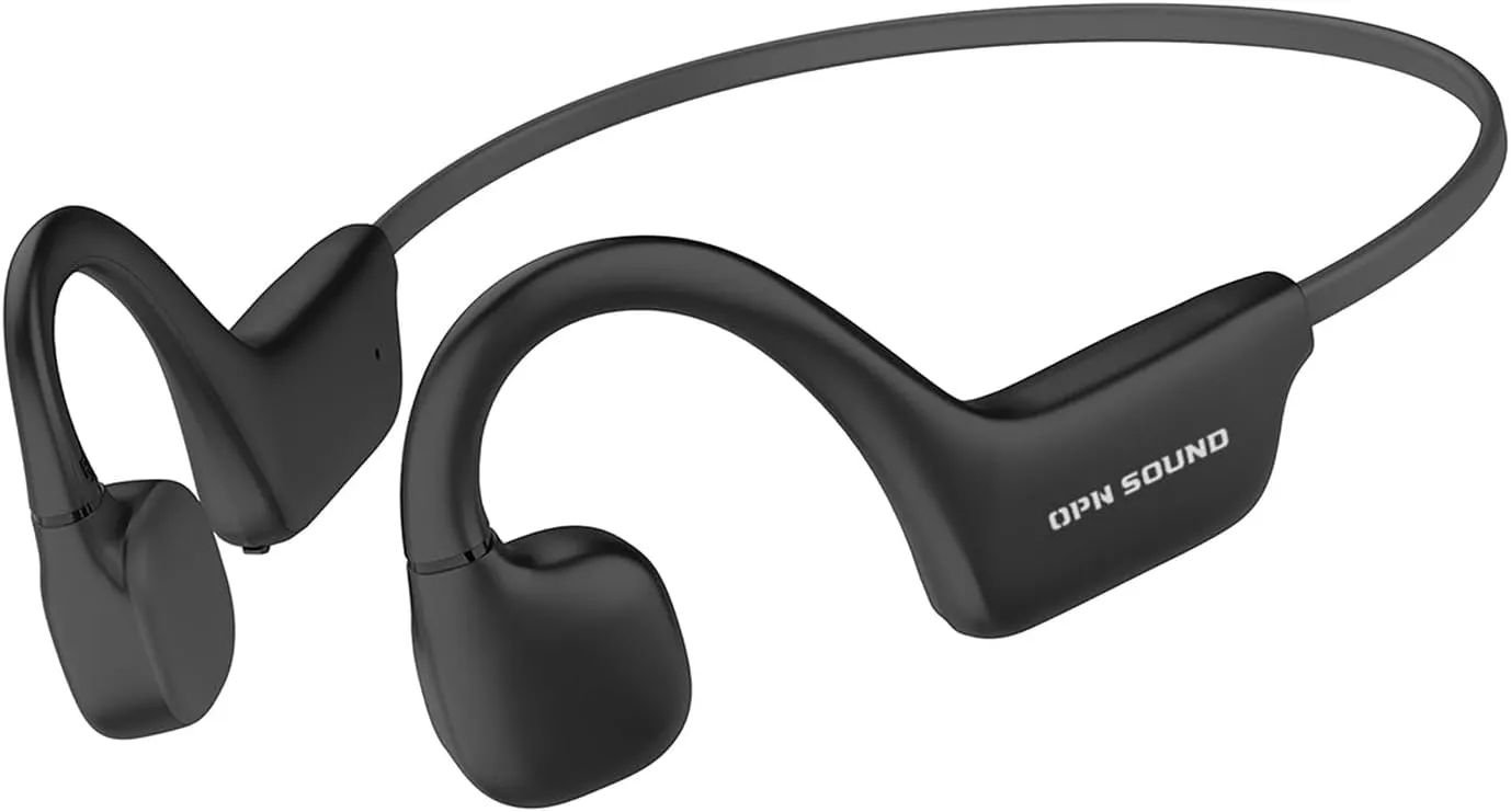 Osso Bluetooth Bone-Conduction Headphones with Microphone, Black - Open-Ear Design, 30 ft Range