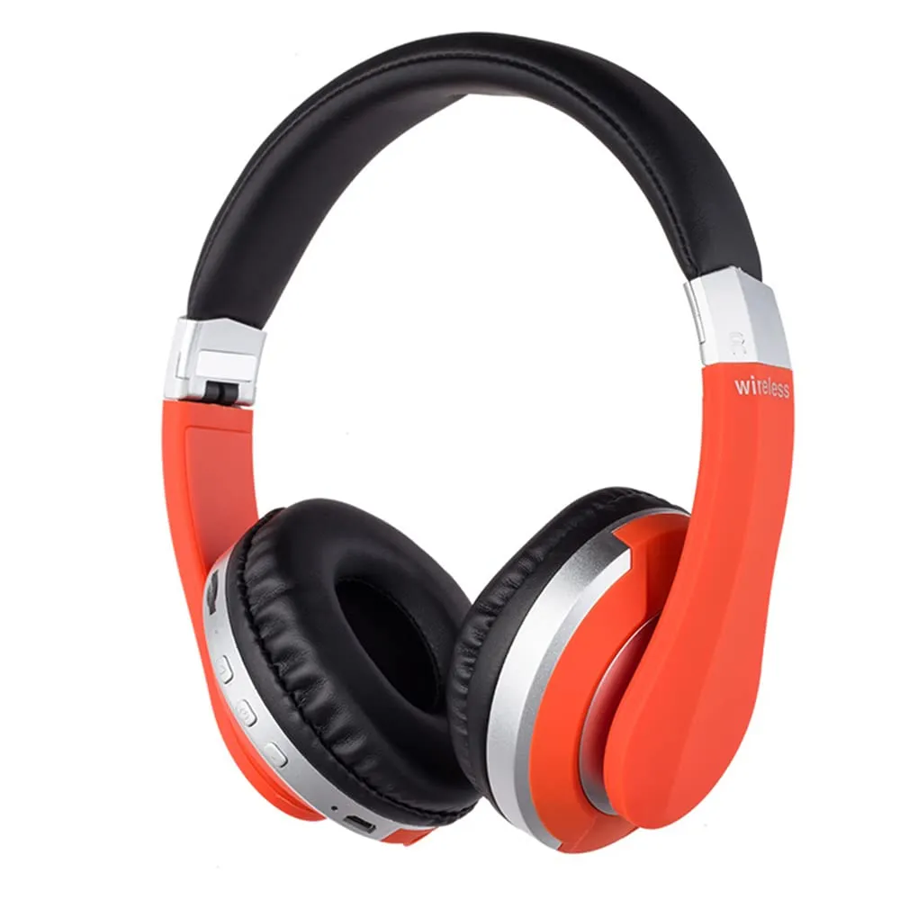 Over-Ear Bluetooth 5.0 Headphones with Deep Bass, HD Call, Wireless Foldable, Orange