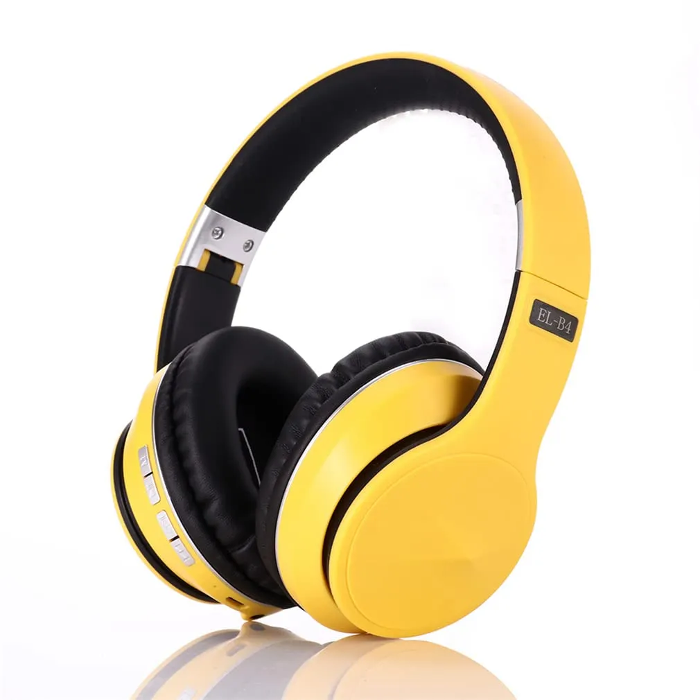 Over-Ear Sports Bluetooth 5.0 Headphones - Wireless Hi-Fi Stereo, Lightweight, Yellow, Foldable