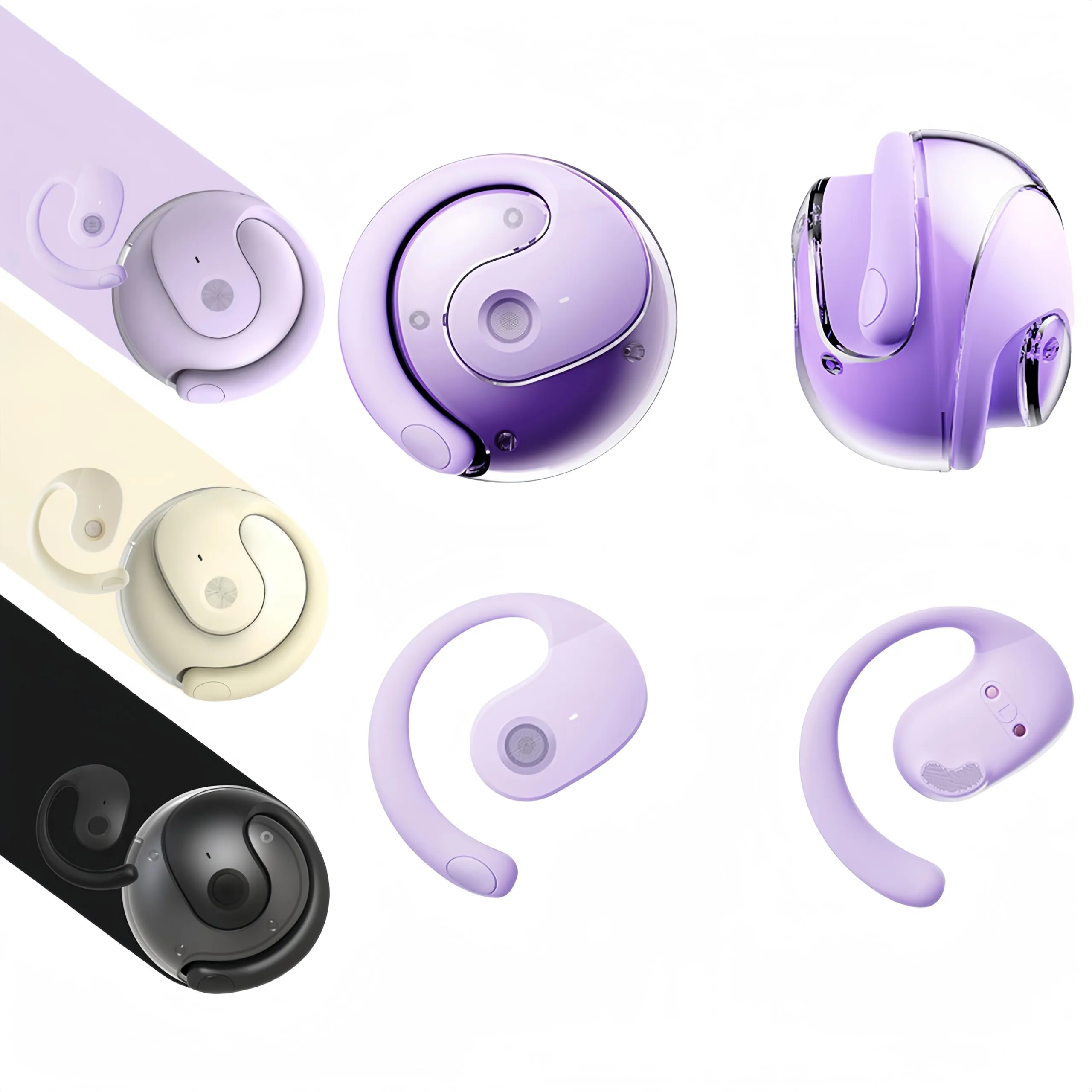 Ows Hanging Earphones 5.4 Bluetooth, Hy-T26 Pro Wireless Earbuds, Coconut Ball Headphones (Purple)