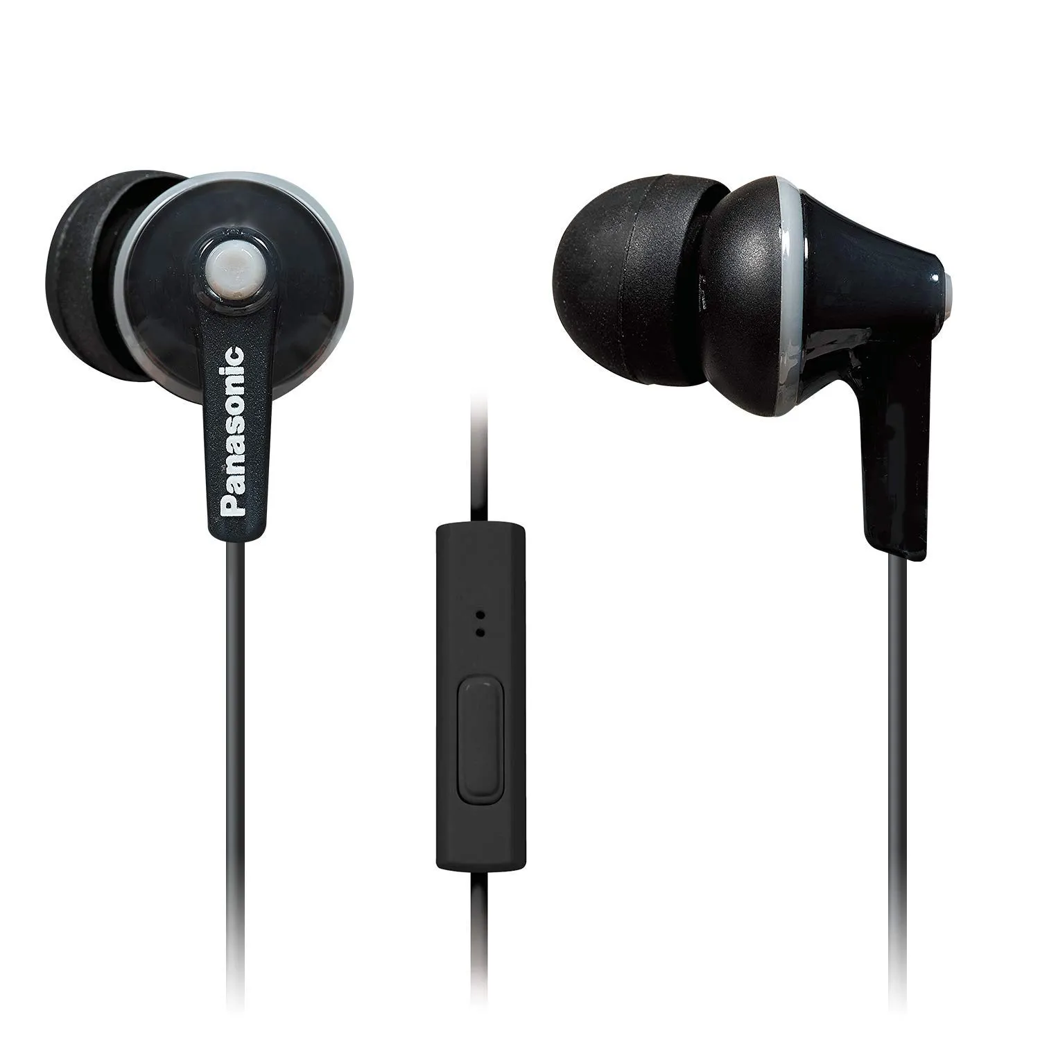 PANASONIC ErgoFit In-Ear Headphones with Microphone, Call Controller, Black - RP-TCM125-K (Renewed)