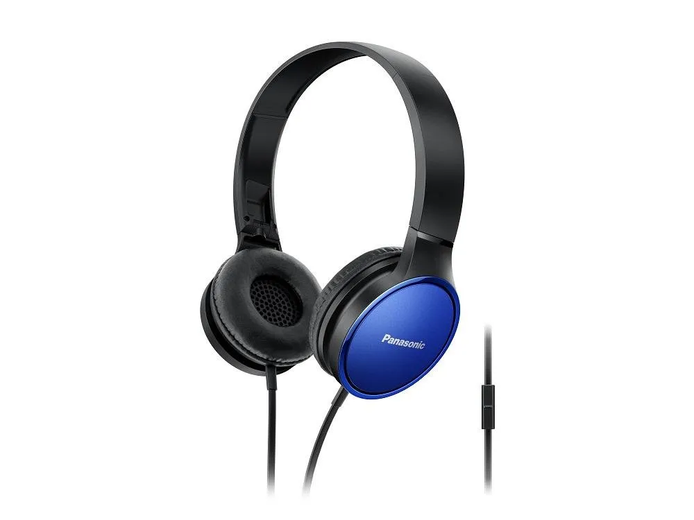 Panasonic Foldable Headphones - On-Ear, 30mm Drivers, Blue/Black, Microphone & Call Controller