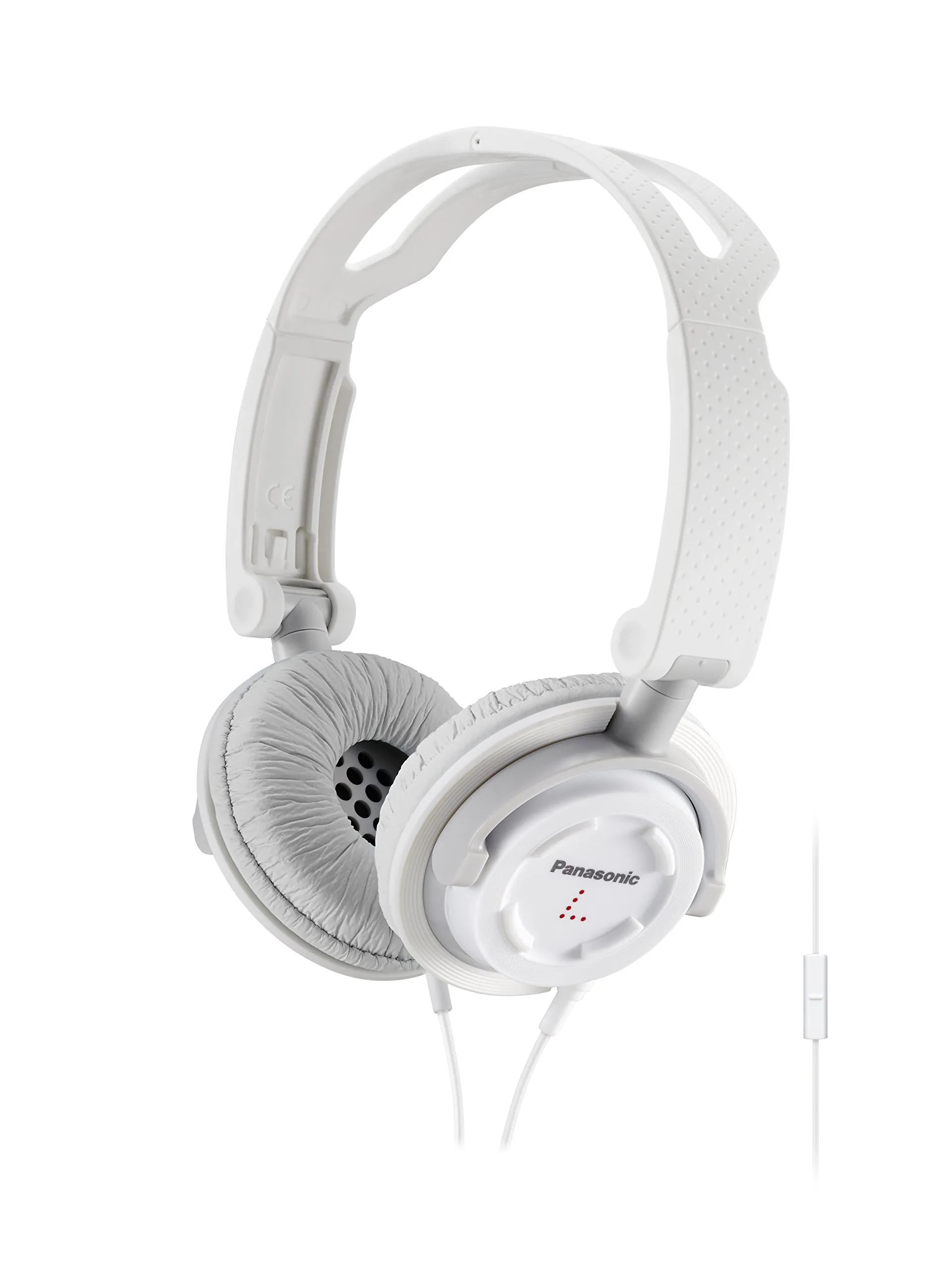 Panasonic FOLDZ On-Ear Headphones with Mic/Controller RP-DJS150M-W (White) for Travel & Music