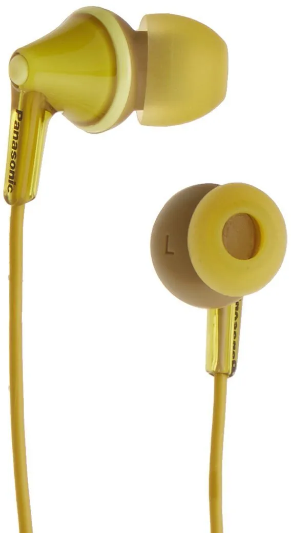 Panasonic RP-HJE125-Y Wired Earphones, Yellow - ErgoFit Design, In-Ear, 10.7mm Driver Unit