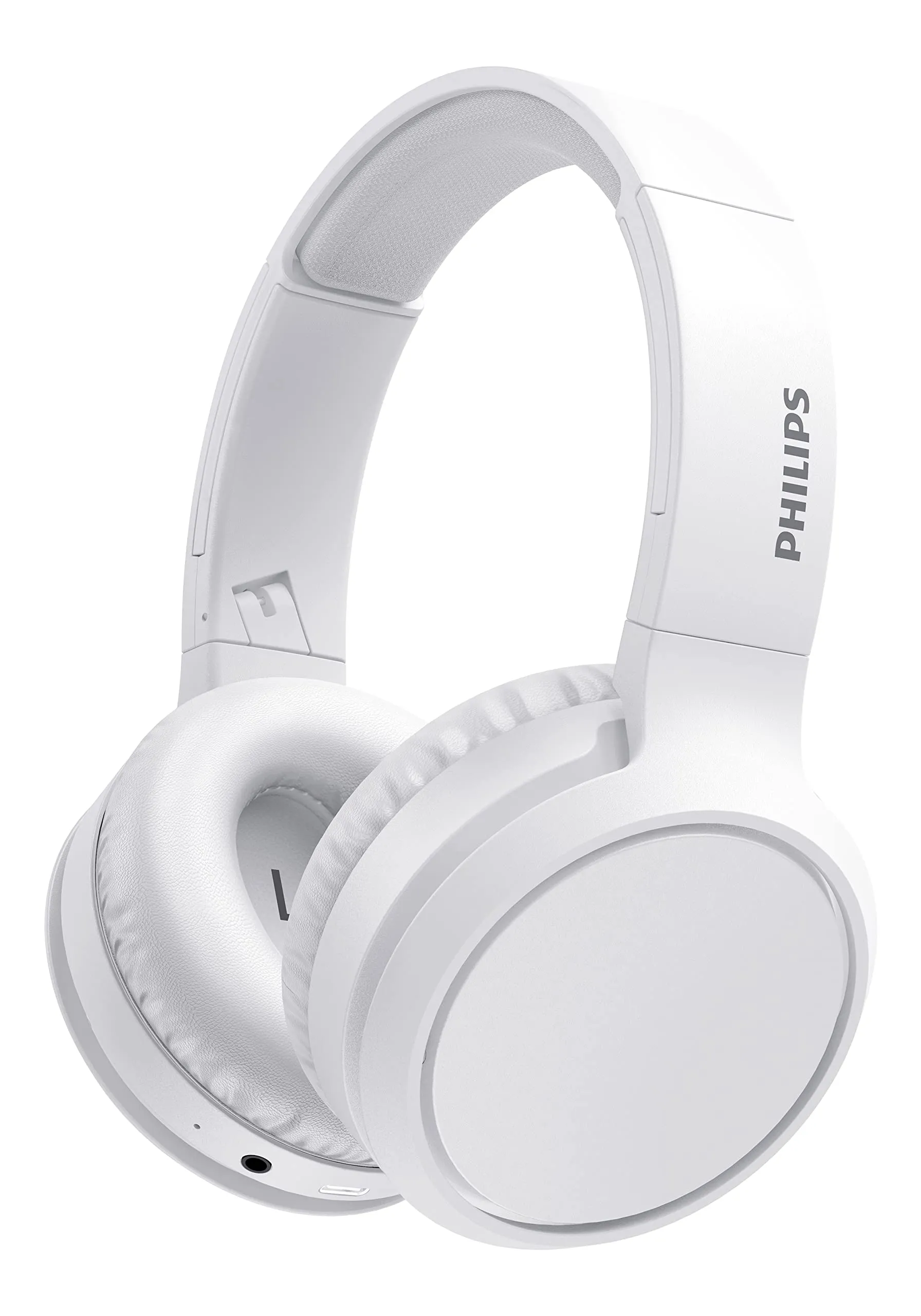 PHILIPS H5205 Over-Ear Wireless Headphones, 40mm Drivers, Lightweight Cushioned, White, BASS Boost