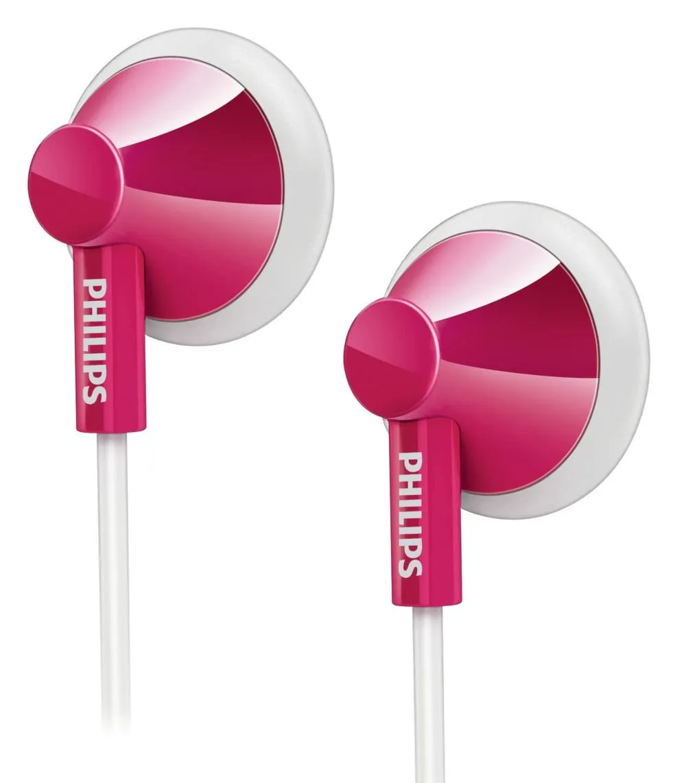 Philips SHE2100PK/28 In-Ear Headphones - Pink with 15mm Speaker Driver & Bass Beat Vents