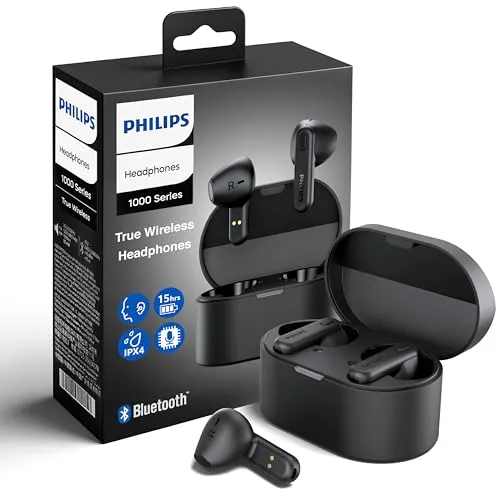 PHILIPS True Wireless Earbuds TWS Bluetooth 5.3 Headphones IPX4 Waterproof 15H Playtime