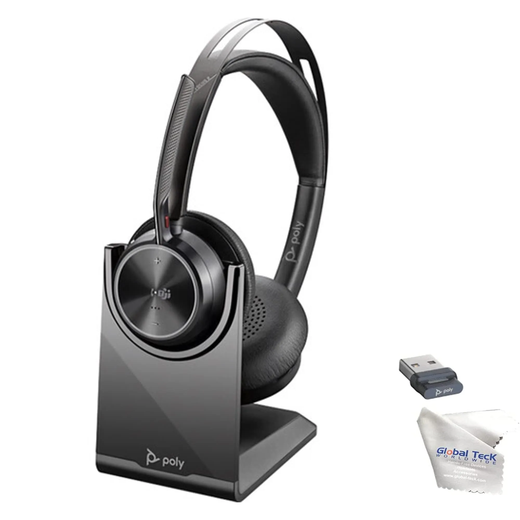 Plantronics Poly Voyager Focus 2 UC Wireless Headphones with Stand, Noise Cancelling, Bluetooth