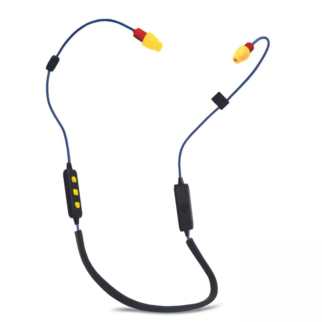 Plugfones FreeReign Wireless Bluetooth Earbuds - Noise Reducing, Volume Limited, Blue & Yellow