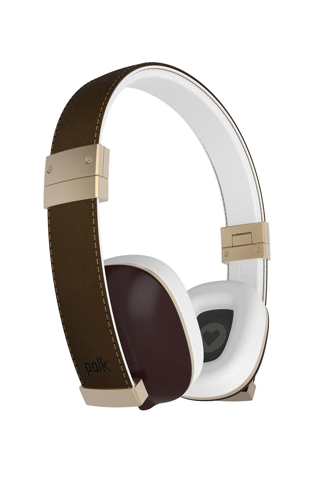 Polk Audio Hinge Headphones - Brown/Gold - Ergonomic Design with 3-Button Remote & Mic