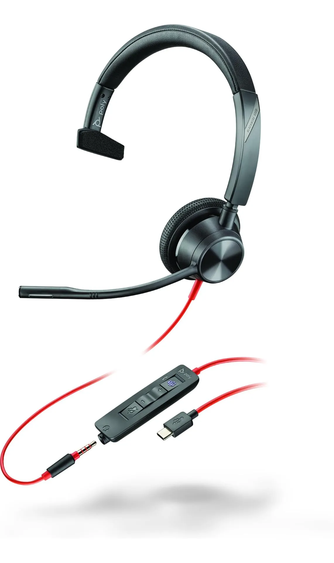 Poly Blackwire 3315 Wired Headset with Active Noise Reduction, USB-C, Microsoft Teams Certified