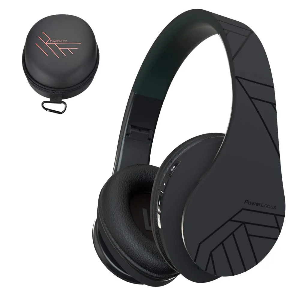 PowerLocus Bluetooth Over-Ear Headphones - Wireless/Wired, Foldable, Built-in Mic, Black