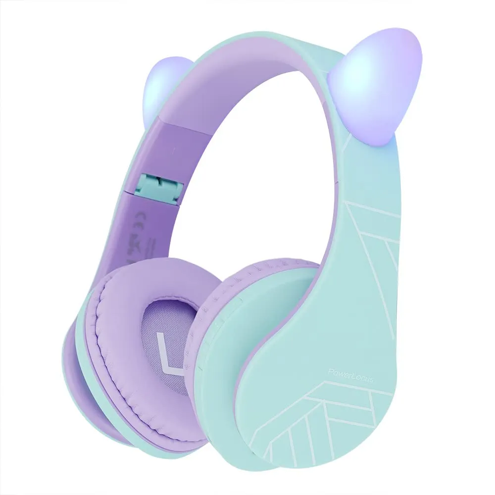 PowerLocus Kids Headphones, Bluetooth Wireless Over-Ear, 85DB Volume Limited, Microphone, Foldable