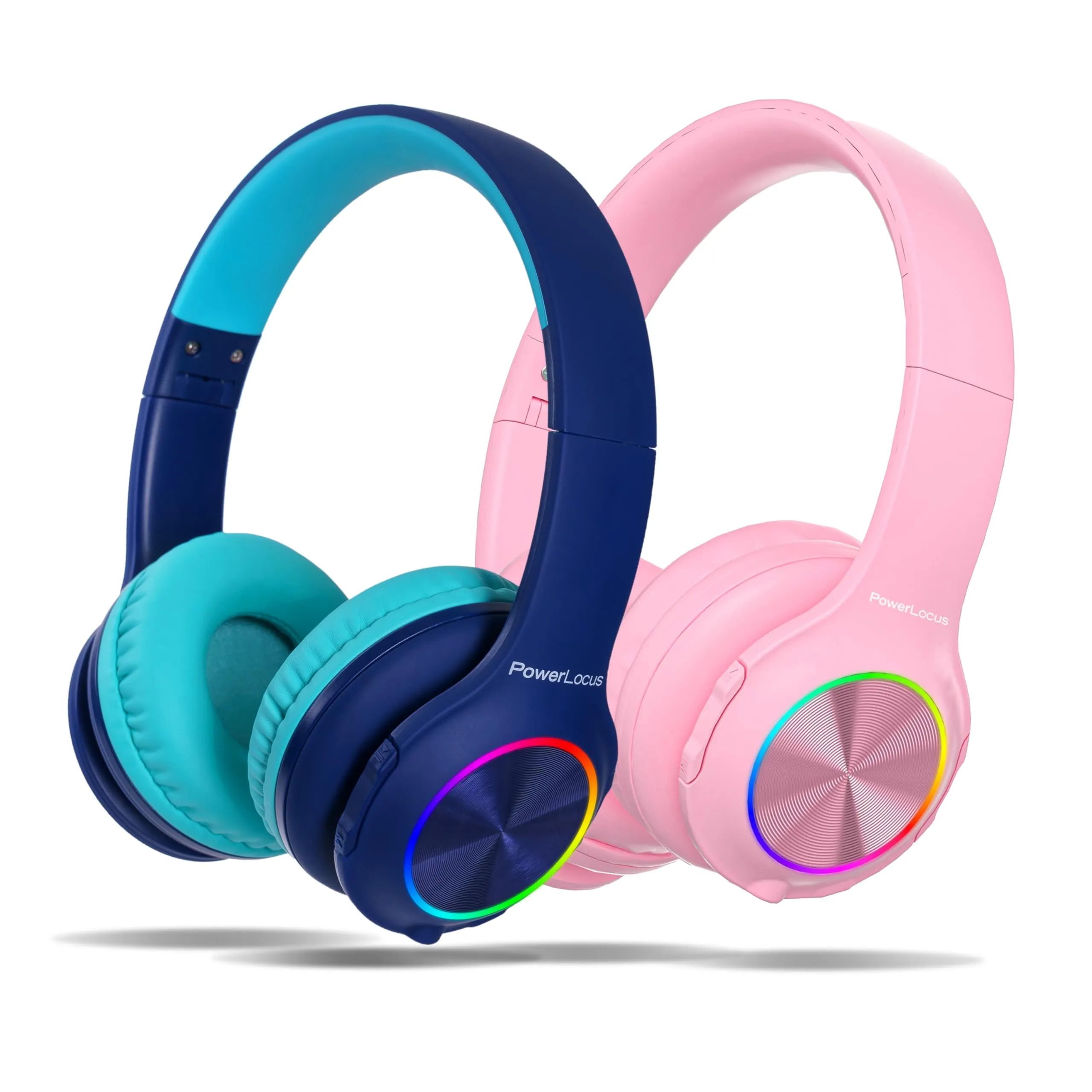 PowerLocus PLED Kids Headphones Wireless with LED Lights, 74/85/94dB Safe Volume Limits