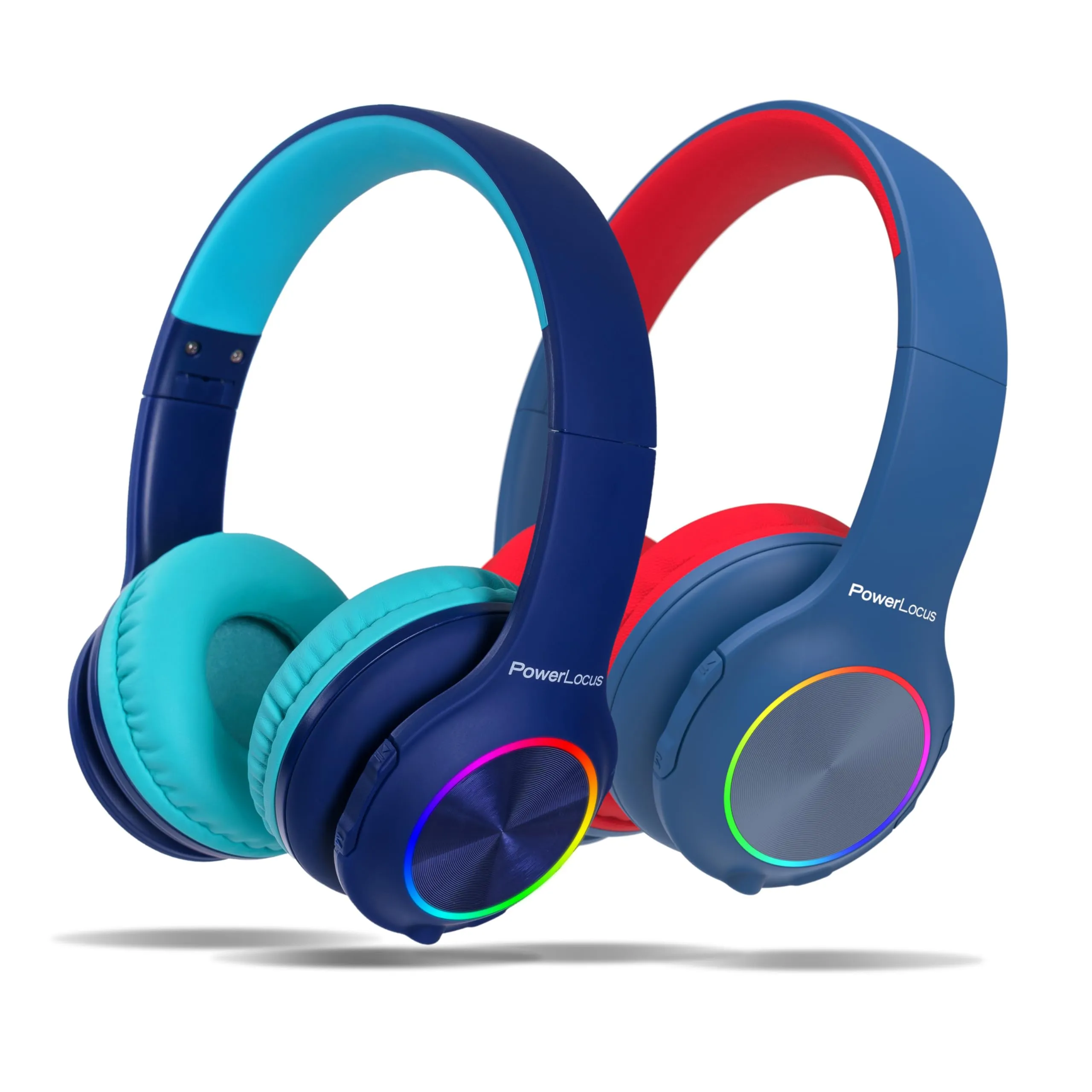 PowerLocus PLED Kids Wireless Headphones with LED Lights, 74/85/94dB Volume Limit, Microphone