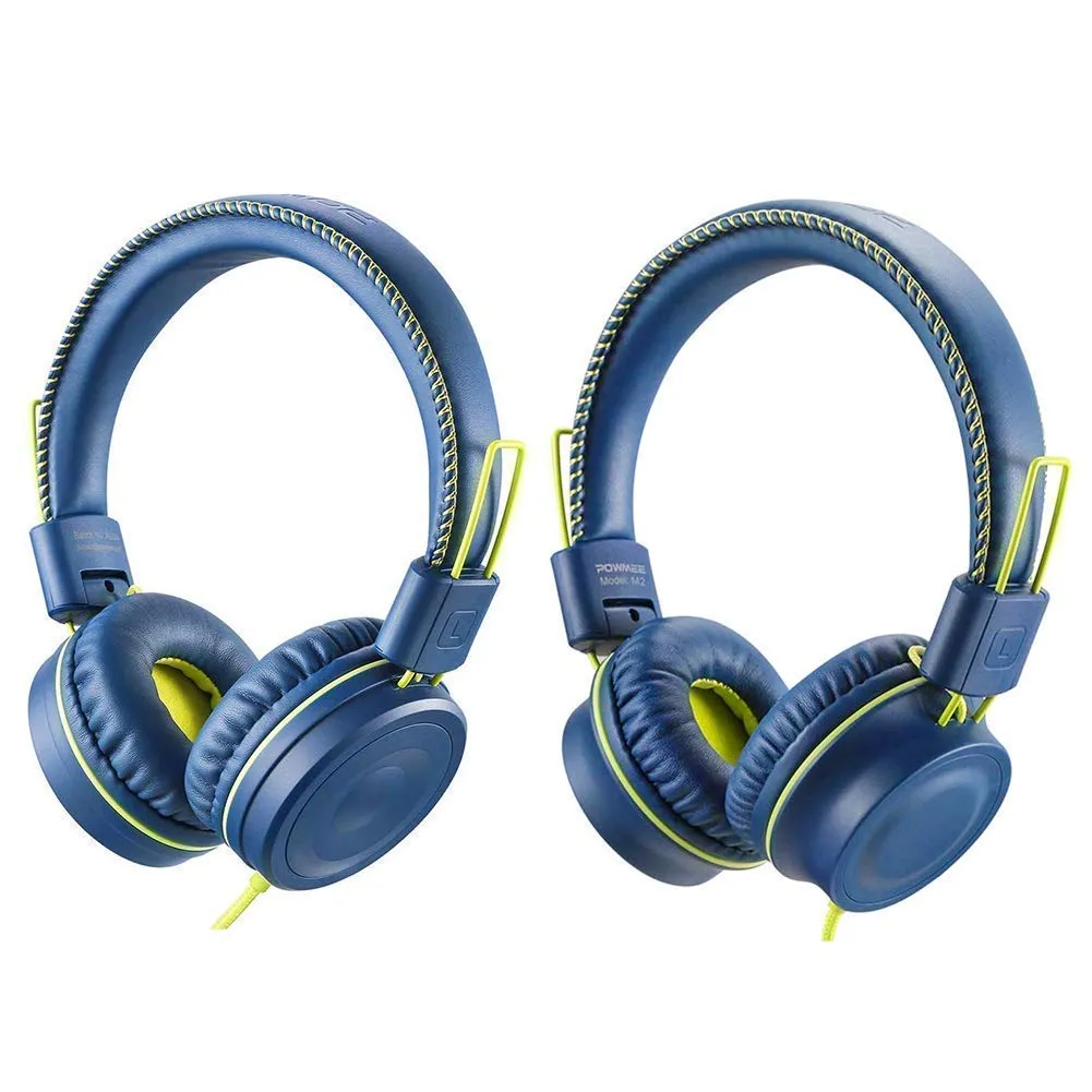 POWMEE Kids Headphones M1&M2 - Foldable, Adjustable Stereo, Tangle-Free, 3.5MM Jack, Lightweight